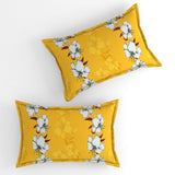 King size Elastic Fitted Bedsheet - Yellow Floral