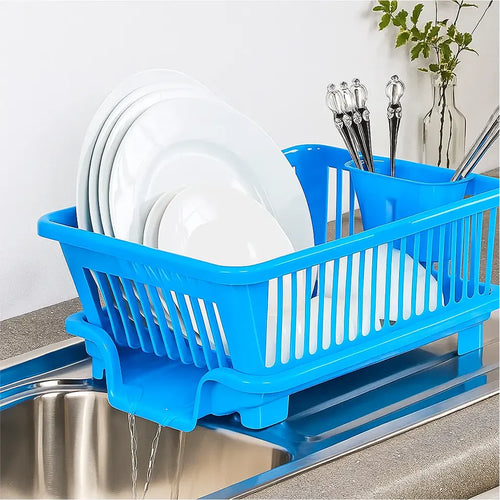 Smart Dish Drying Rack with Quick Drainage & Cutlery Holder